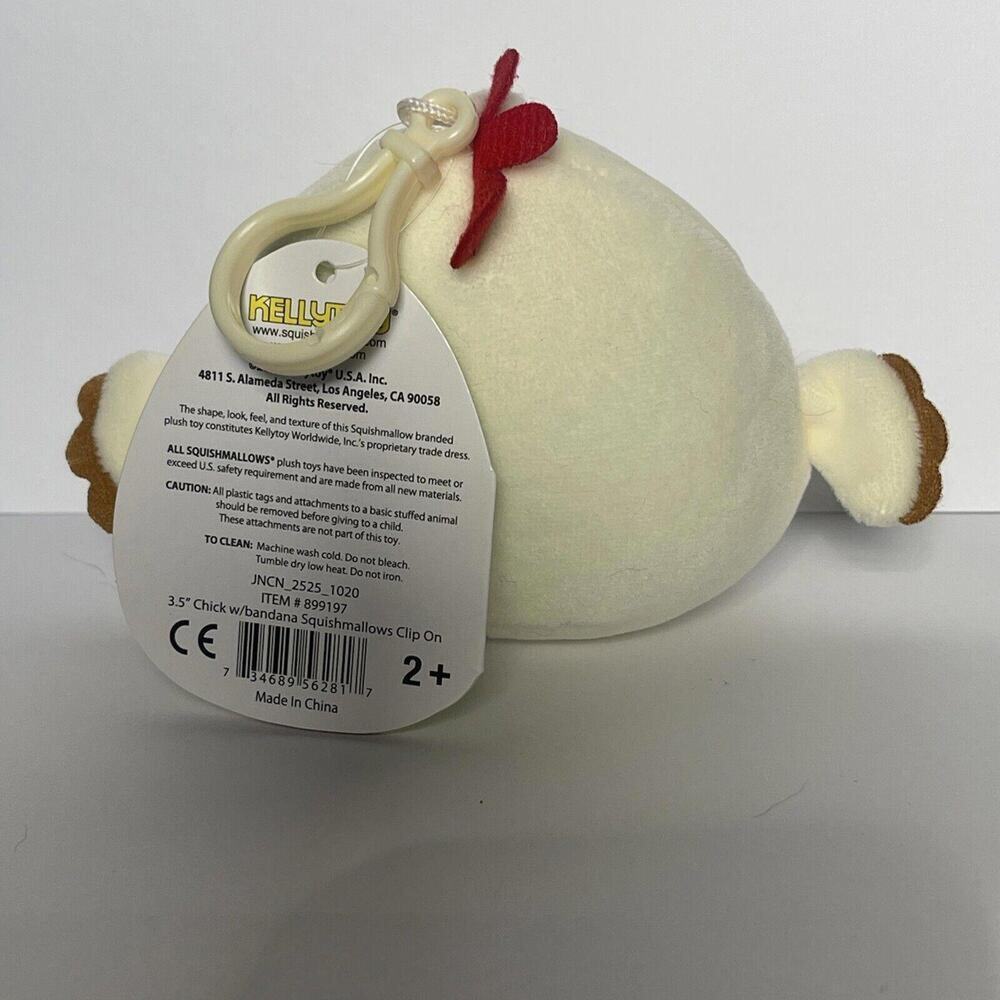 Squishmallows Easter Plush 3.5" clip on Todd the Chicken with bandana  NWT - Picture 2 of 3